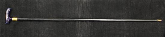 A late 19th century ebony walking cane, 36.5in.